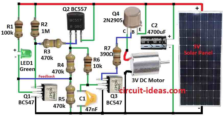 Simple Solar Motor Robot Circuit Diagram