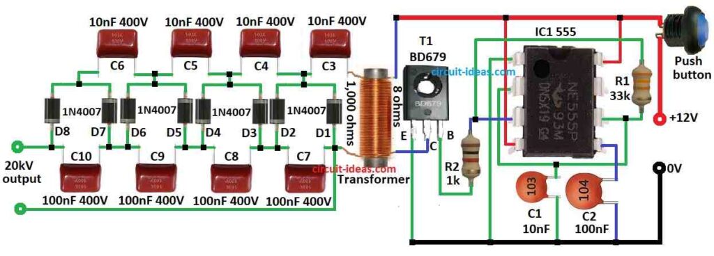 Simple Stun Gun Circuit using IC 555 - Circuit Ideas for You