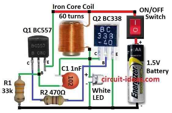 Simple 1.5V White LED Driver Circuit Diagram