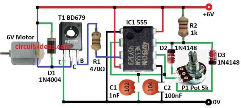 Motor PWM Speed Controller Circuit using IC 555 - Circuit Ideas for You