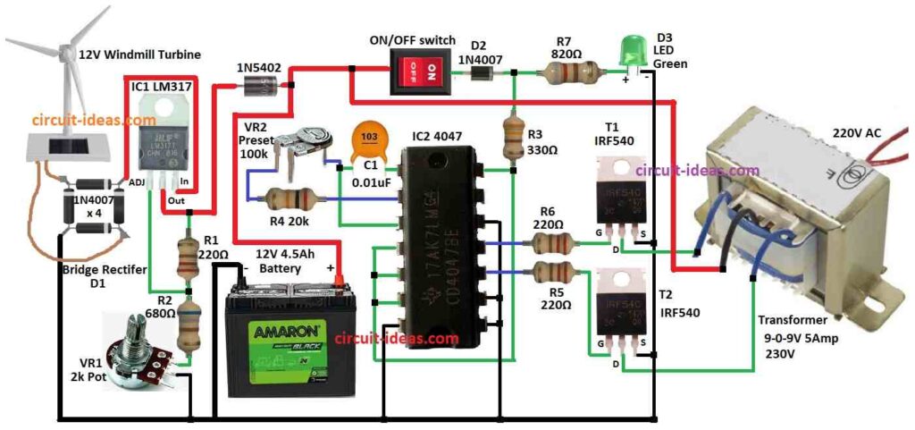 220V Wind Turbine Generator Circuit Diagram