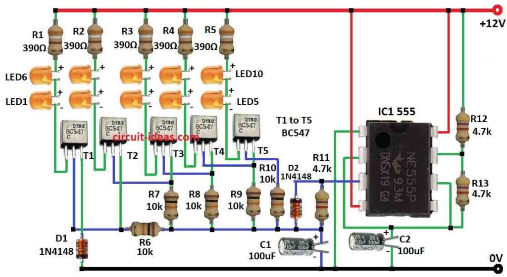 Simple Motorcycle LED Turn Signal Indicator Circuit Diagram