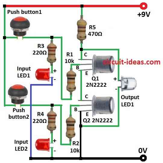 Simple NAND Gate Circuit Diagram using Transistors