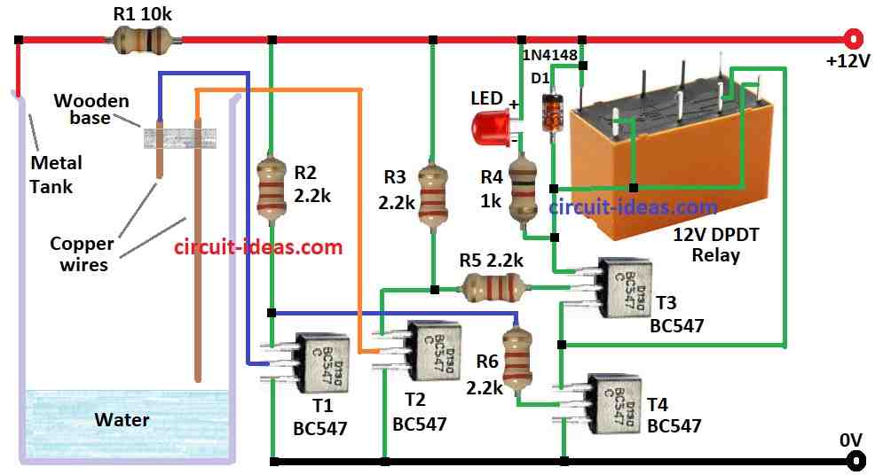 Header Tank Water Level Controller Circuit Diagram