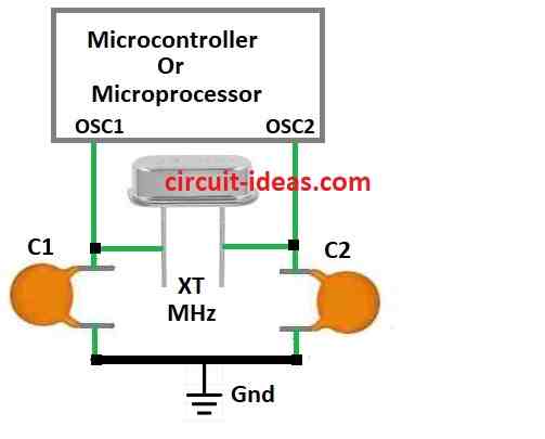 How to connect a crystal to microcontroller circuit diagram