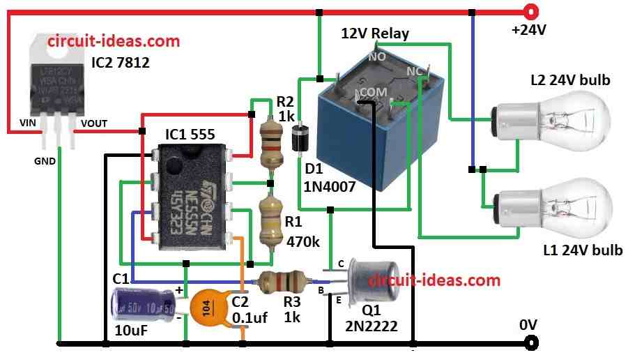 Simple 24V Flasher Circuit Diagram