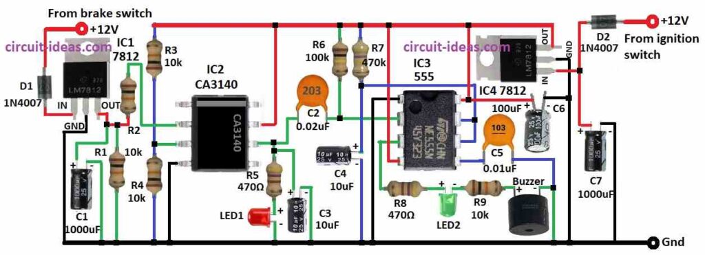 Automobile Brake Failure Indicator Circuit Diagram