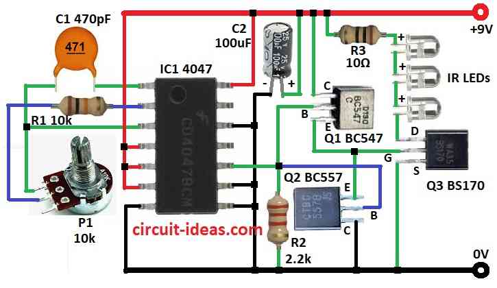 Simple Long Range IR Transmitter Circuit Diagram