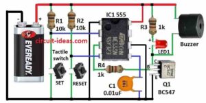 Panic Alarm Button Circuit using IC 555 - Circuit Ideas for You