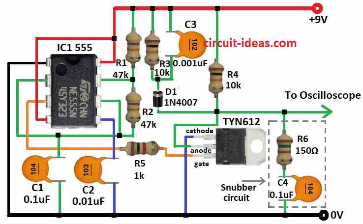 Simple Thyristor Switching using Snubber Circuit Diagram