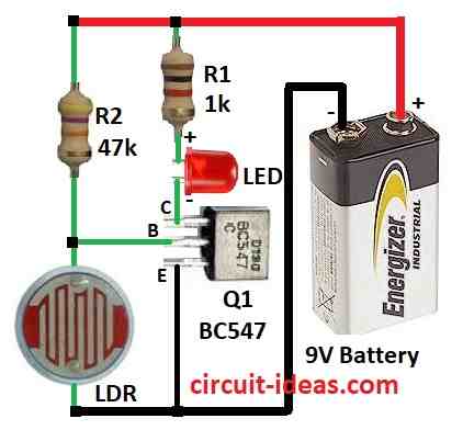 Simple Darkness Detector Circuit Diagram