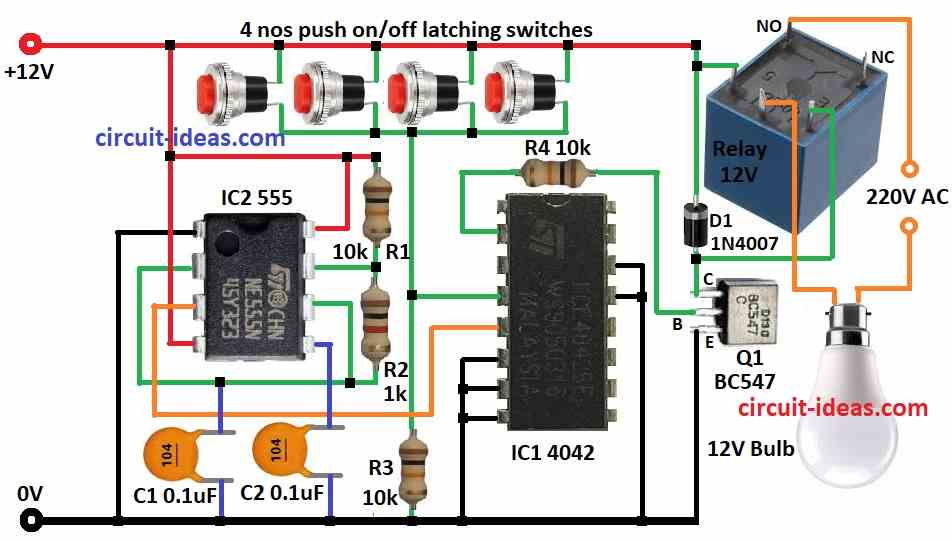 Basic Circuit Diagram for Multi-Way Lamp Switching