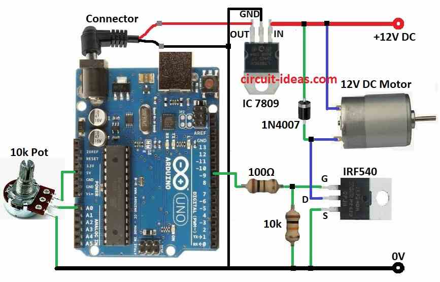 DC Motor Speed Controller Circuit  Diagram using Arduino