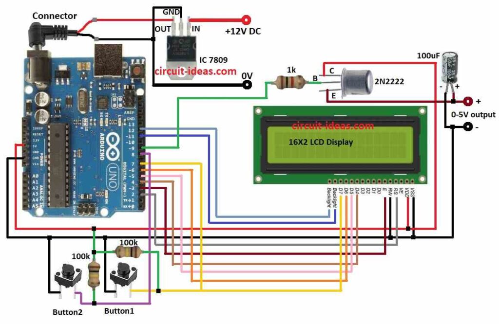 DIY Variable Power Supply Circuit  Diagram using Arduino