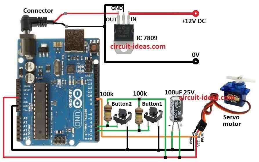 Simple Servo Motor Controller Circuit Diagram using Arduino