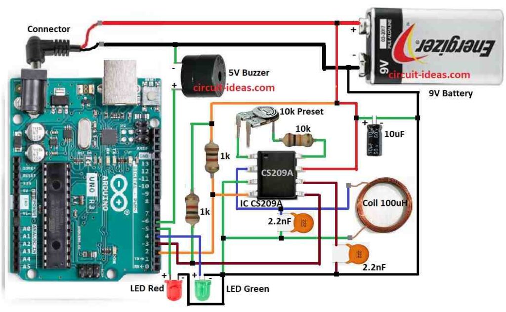 Metal Detector Circuit Diagram using Arduino