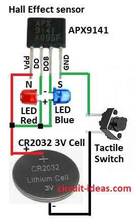 Simple Magnet Polarity Detector Circuit Diagram using Hall Effect Sensor