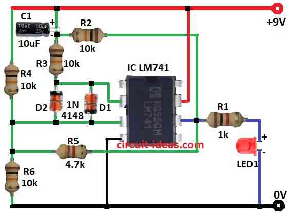 Simple Op-amp IC Tester Circuit Diagram