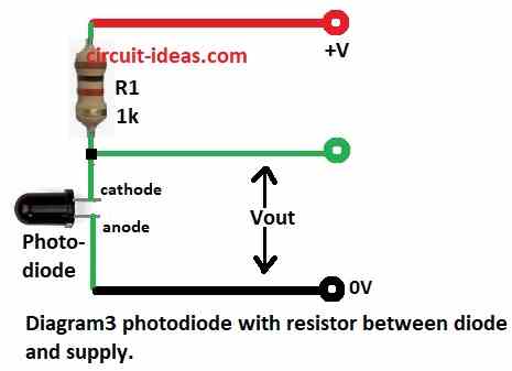 photodiode with resistor diode and supply circuit