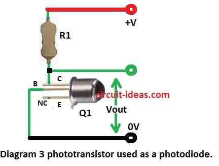 phototransistor used as a photodiode circuit