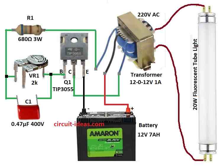 Practical Emergency Tube Light Circuit Diagram