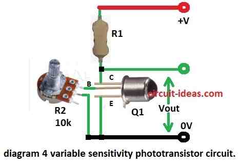 variable sensitivity phototransistor circuit