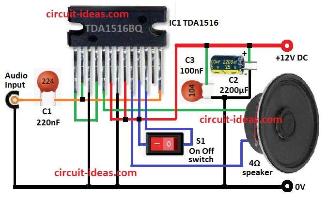 Designing a 24W Power Amplifier Circuit Diagram using IC TDA1516