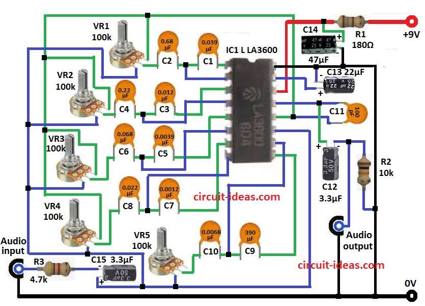 Designing a 5-Band Audio Equalizer Circuit Diagram with IC LA3600