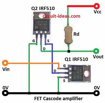 FET cascode amplifier circuit diagram