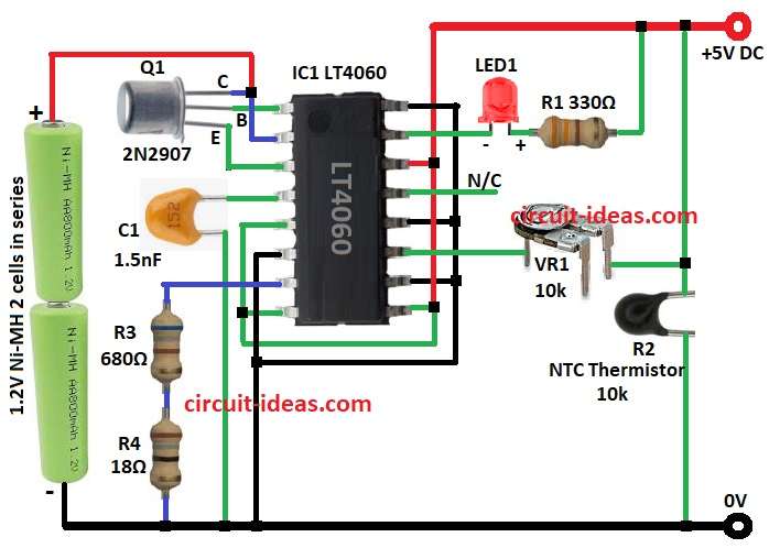 Simple Ni-MH Battery Charger Circuit Diagram with IC LT4060