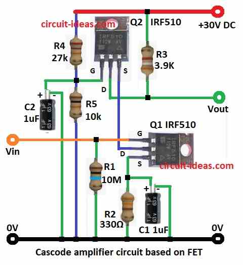 realistic cascode amplifier circuit diagram