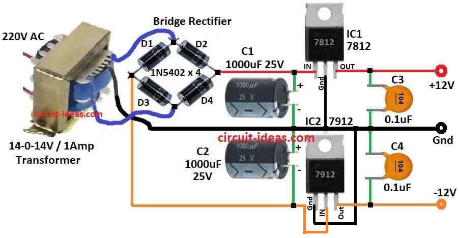 12V Dual Power Supply for the Circuit Diagram