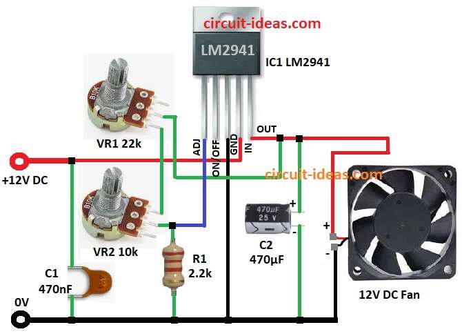Simple 12V DC Fan Speed Controller Circuit Diagram