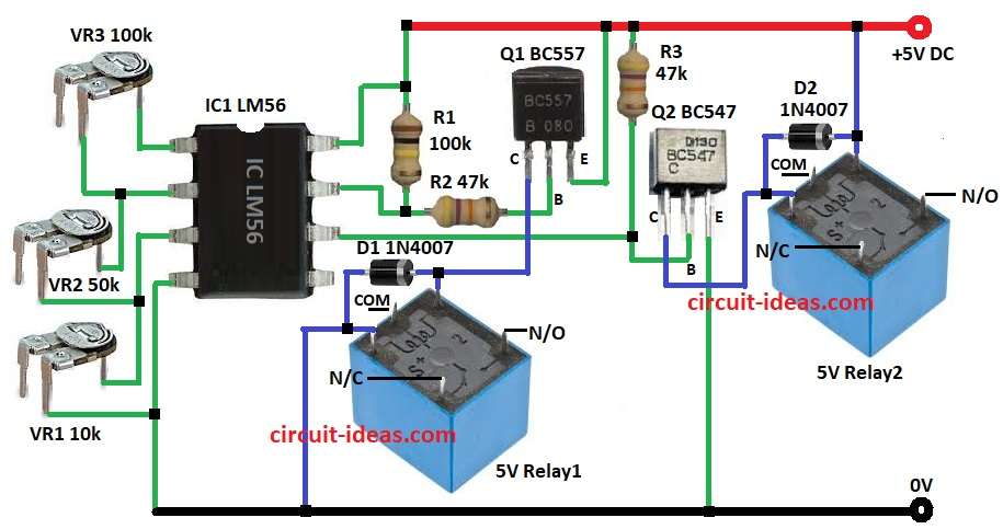 Simple Adjustable Thermostat Circuit Diagram using IC LM56