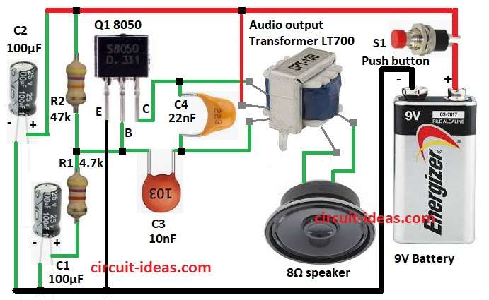 Simple Canary Bird Chirp Generator Circuit Diagram