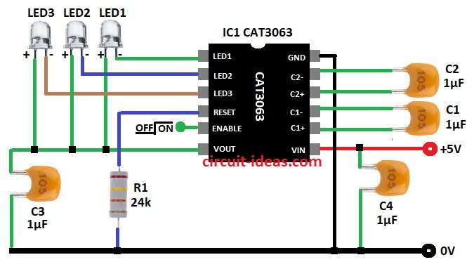 Simple LED Driver Circuit Diagram using IC CAT3063