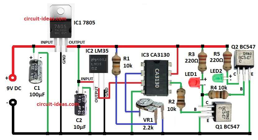 Simple Dual LED Temperature Indicator Circuit Diagram
