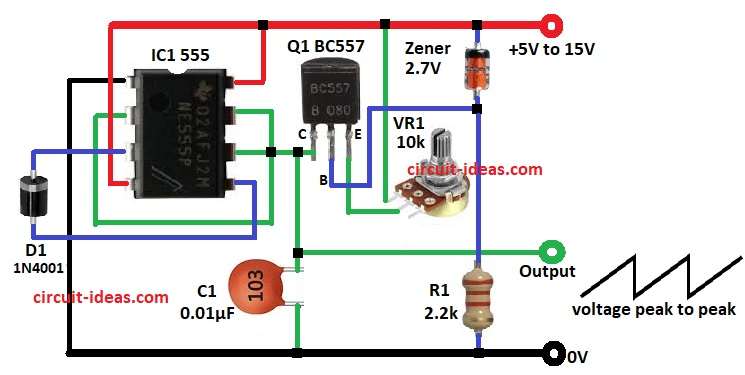 Simple Sawtooth Wave Generator Circuit Diagram