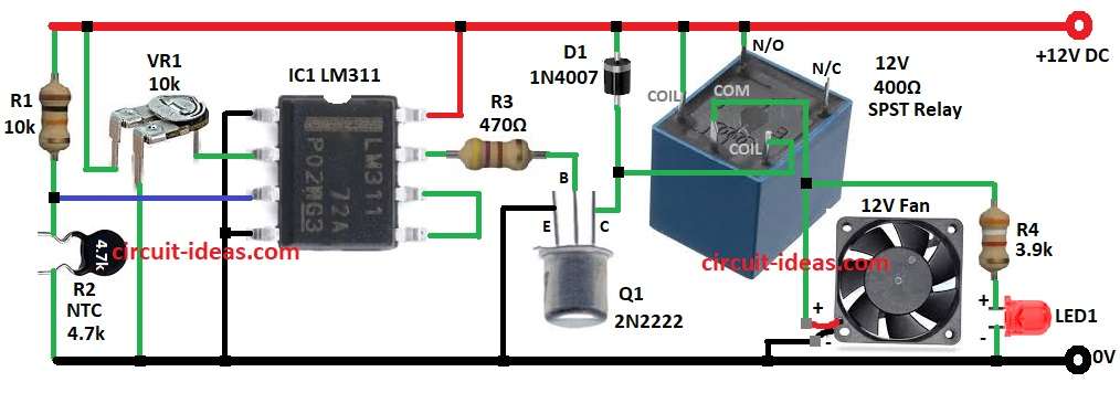 Temperature Controlled Fan Circuit Diagram  for Audio Amplifiers