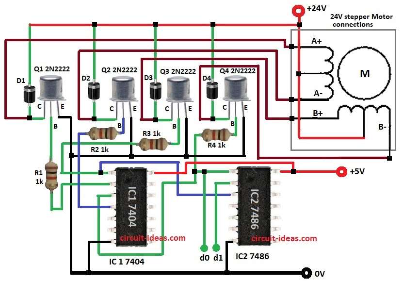 Transistor Based Stepper Motor Drive Circuit Diagram