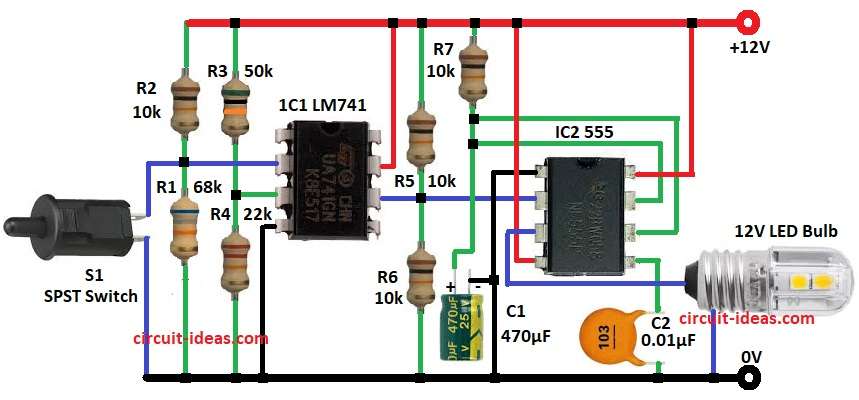 Auto On Off Light Circuit Diagram for Washroom 