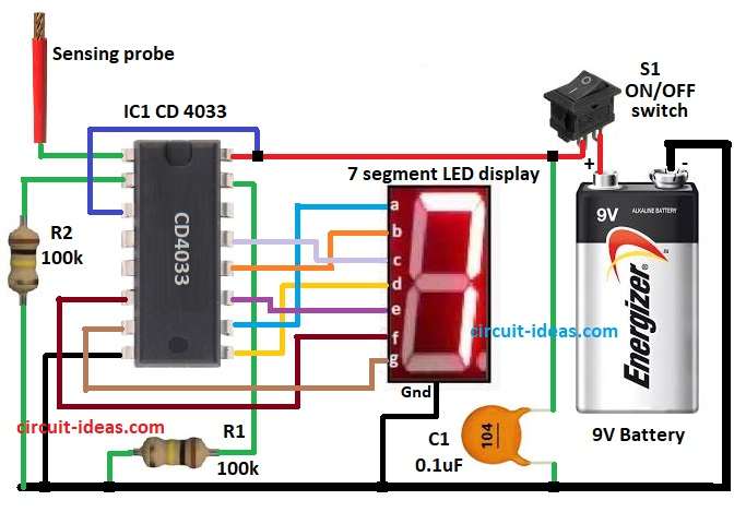 Digital Display AC Line Tester Circuit Diagram