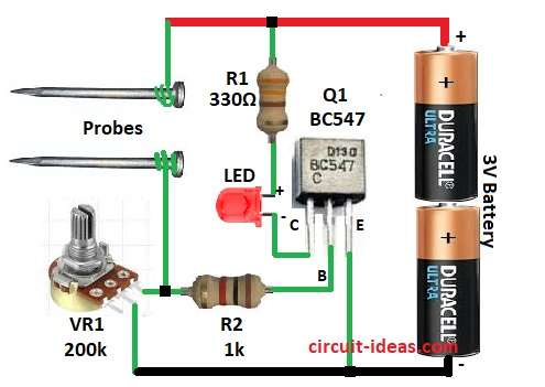 Simple Humidity Level Detector Circuit Diagram