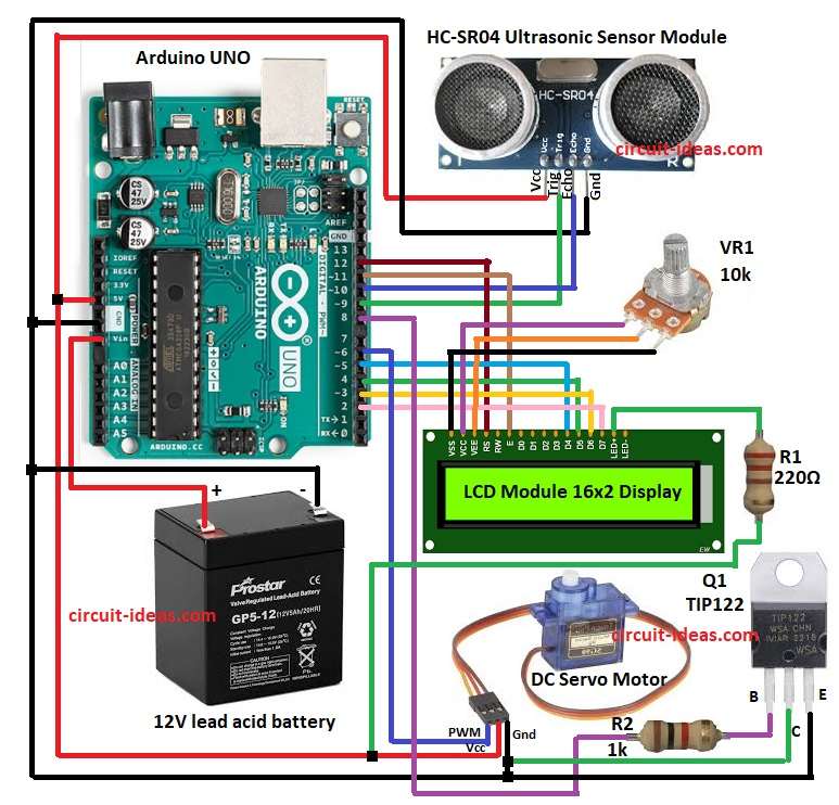 Arduino Based Automatic Gate Opening and Closing Circuit Diagram