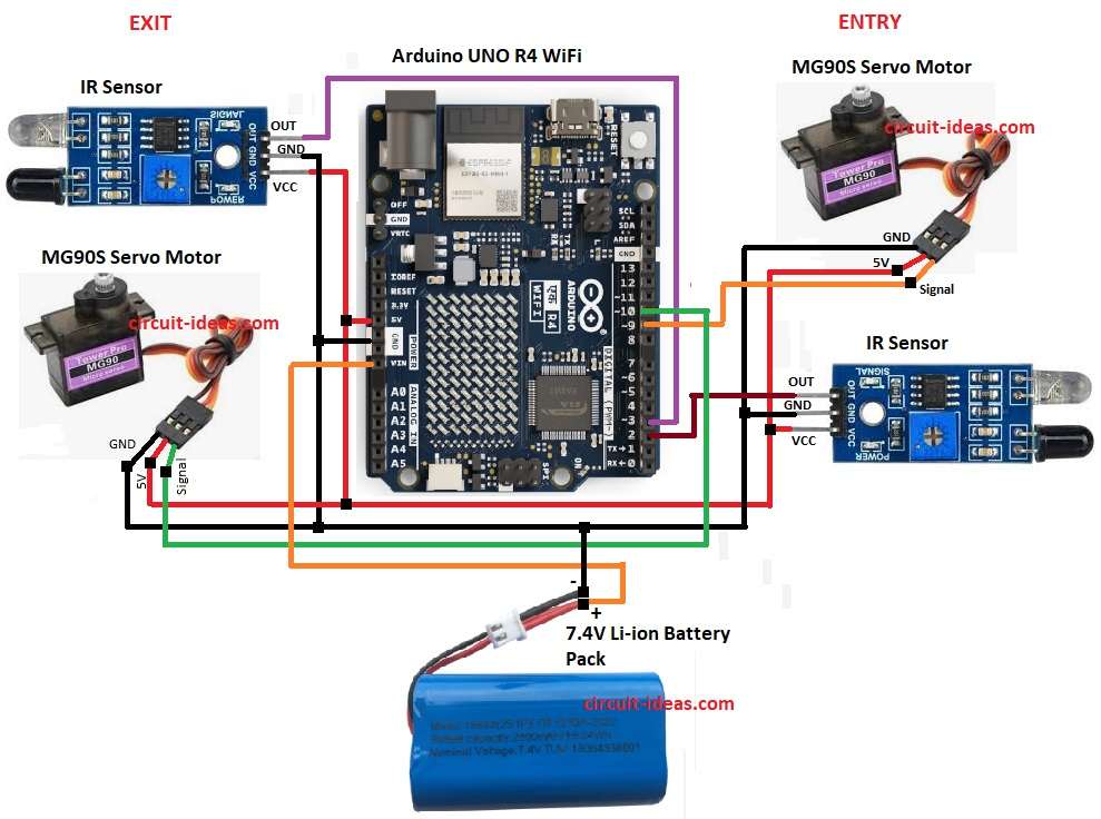 Arduino Based Entry Exit Monitoring Circuit Diagram