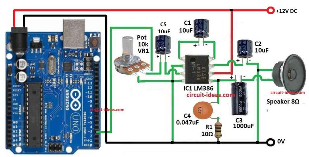 Arduino Text to Speech Voice Generator Circuit Diagram