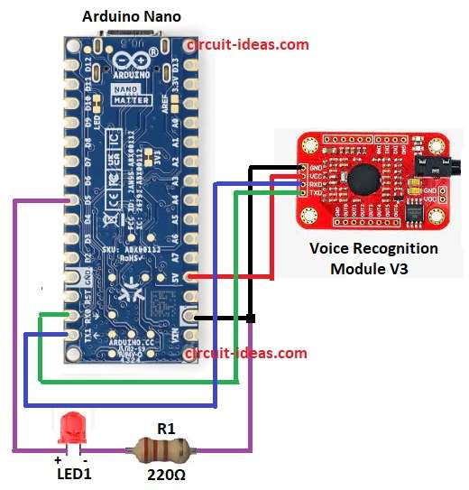 Arduino with Speech Recognition Circuit Diagram