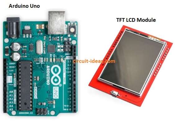Interfacing TFT LCD with Arduino Diagram