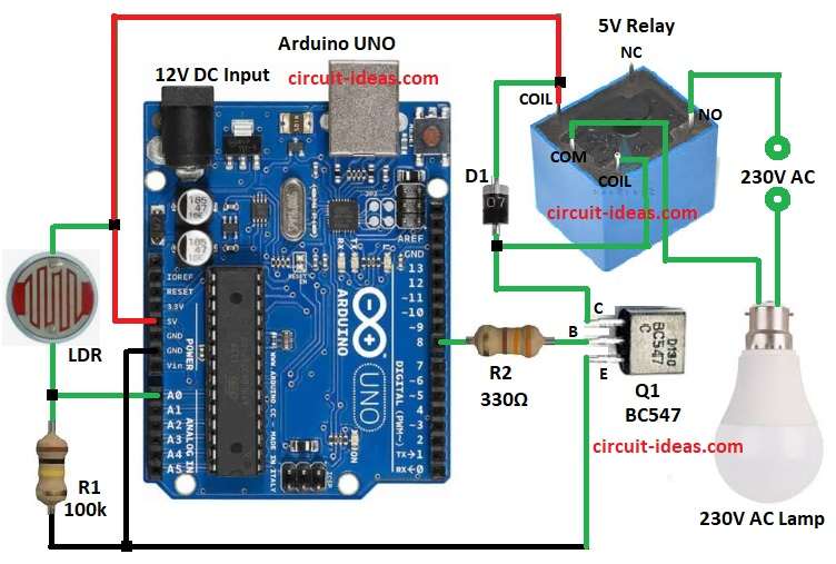 LDR Light Sensor Circuit Diagram with Arduino
