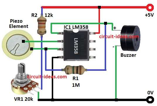 Luggage Safety Alarm Circuit Diagram using IC LM358